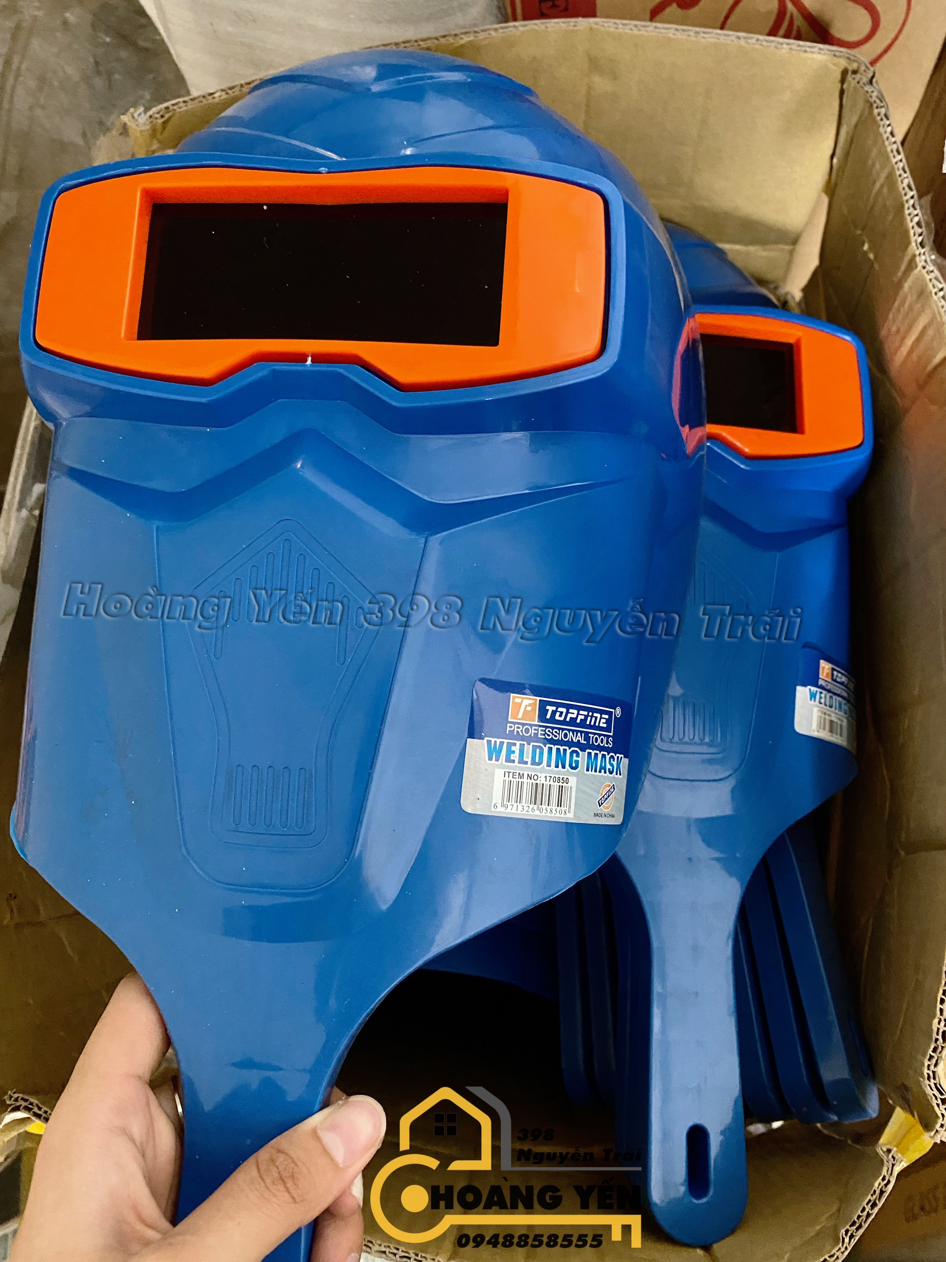 Mặt nạ hàn cầm tay bằng nhựa dày dặn Topfine chống tia các tia lửa điện, bức xạ