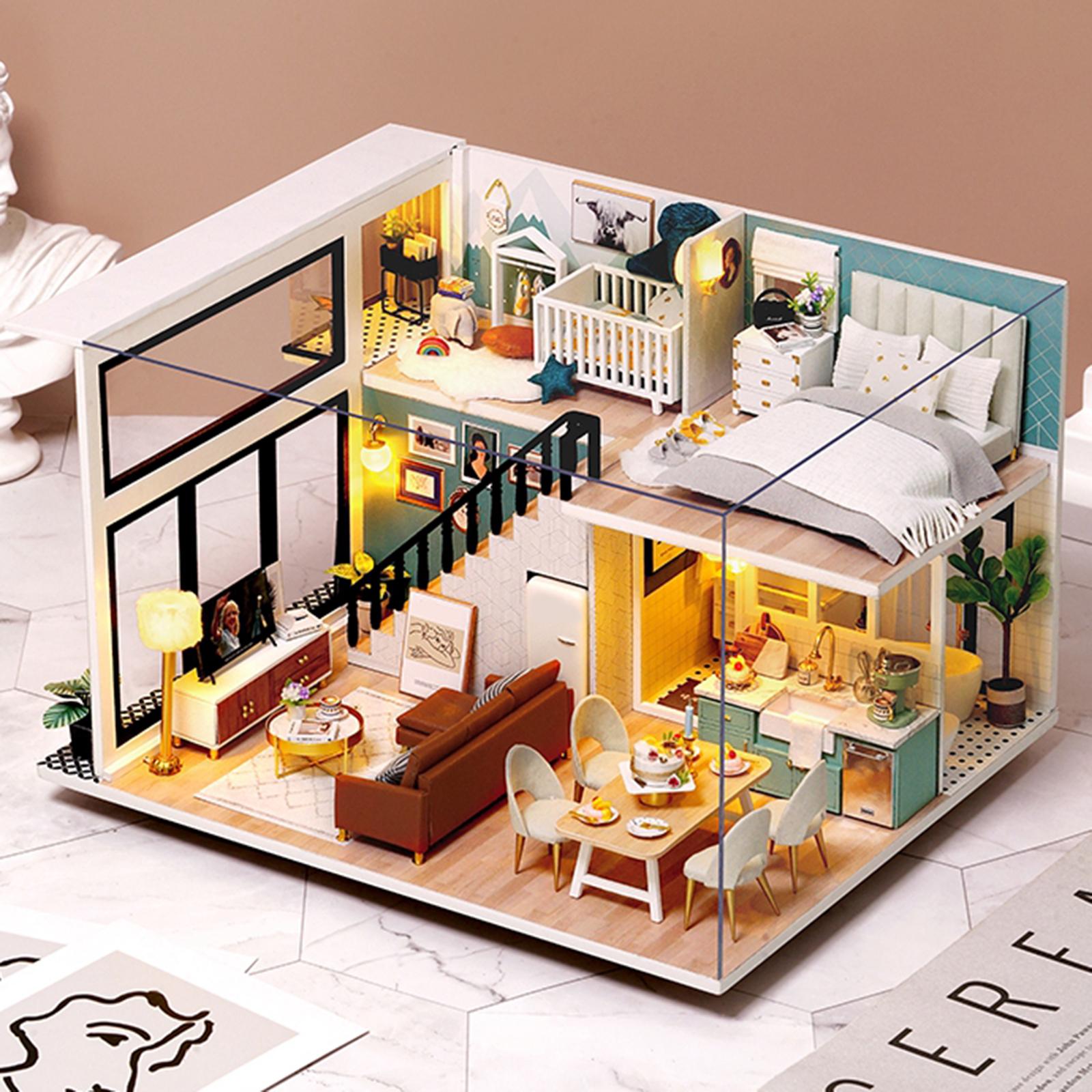 DIY Miniature Dollhouse Kit with Furniture Wooden House Without Dust Proof