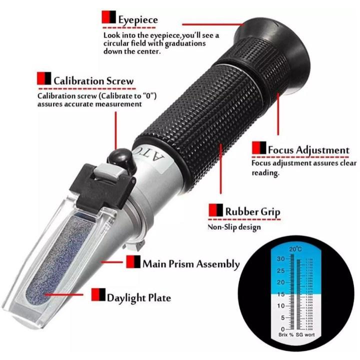 Khúc xạ kế đo đường độ chính xác cao Brix % SG Wort 1.000 to 1.130