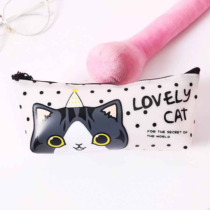 Hộp bút nhựa PU dễ thương hình mèo Lovely Cat - nhiều mẫu