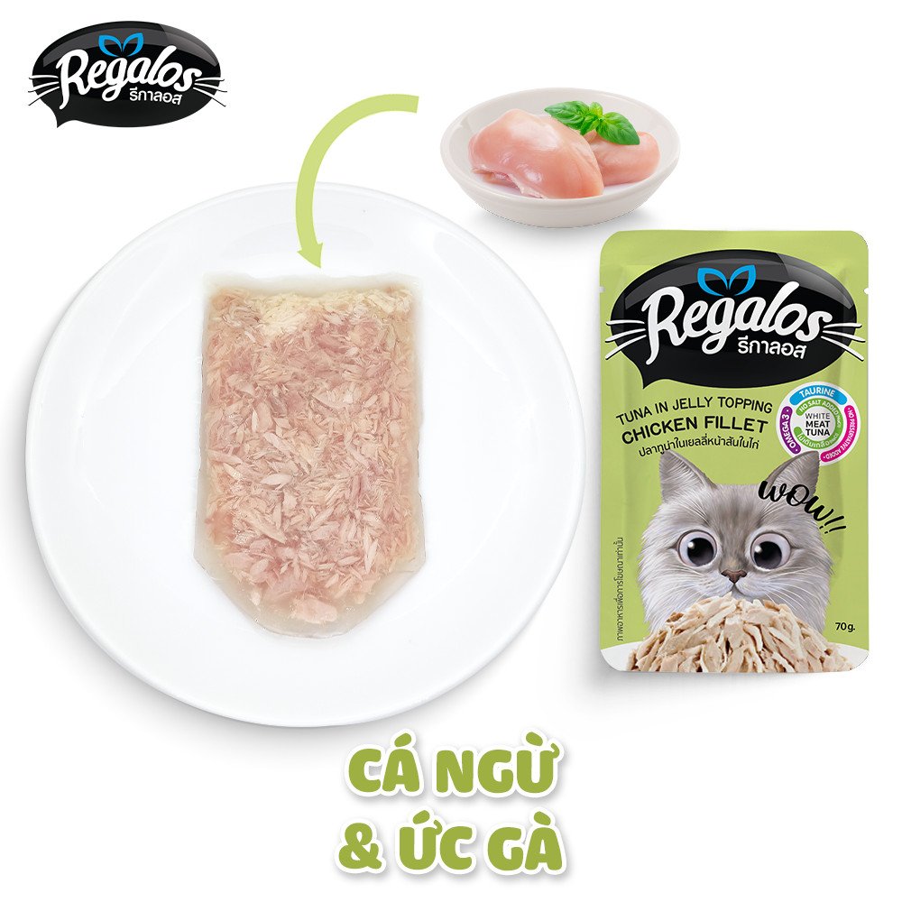 Combo 24 gói thức ăn ướt cho mèo Regalos Thái Lan vị cá ngừ và ức gà