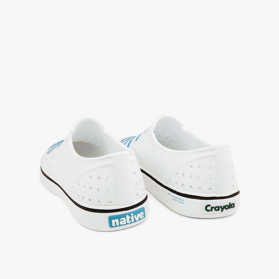 Giày Lười Trẻ Em NATIVE Miles Print Junior - Shell White/ Shell White/ Itty Bitty Blue Scribble - 32.5