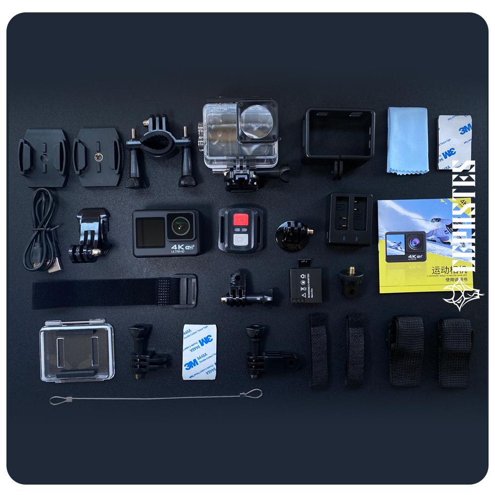 Camera hành động chống rung WiFi CERASTES 4K 5K 60FPS Màn hình kép Camera thể thao chống nước góc rộng 170° 30m có điều khiển từ xa