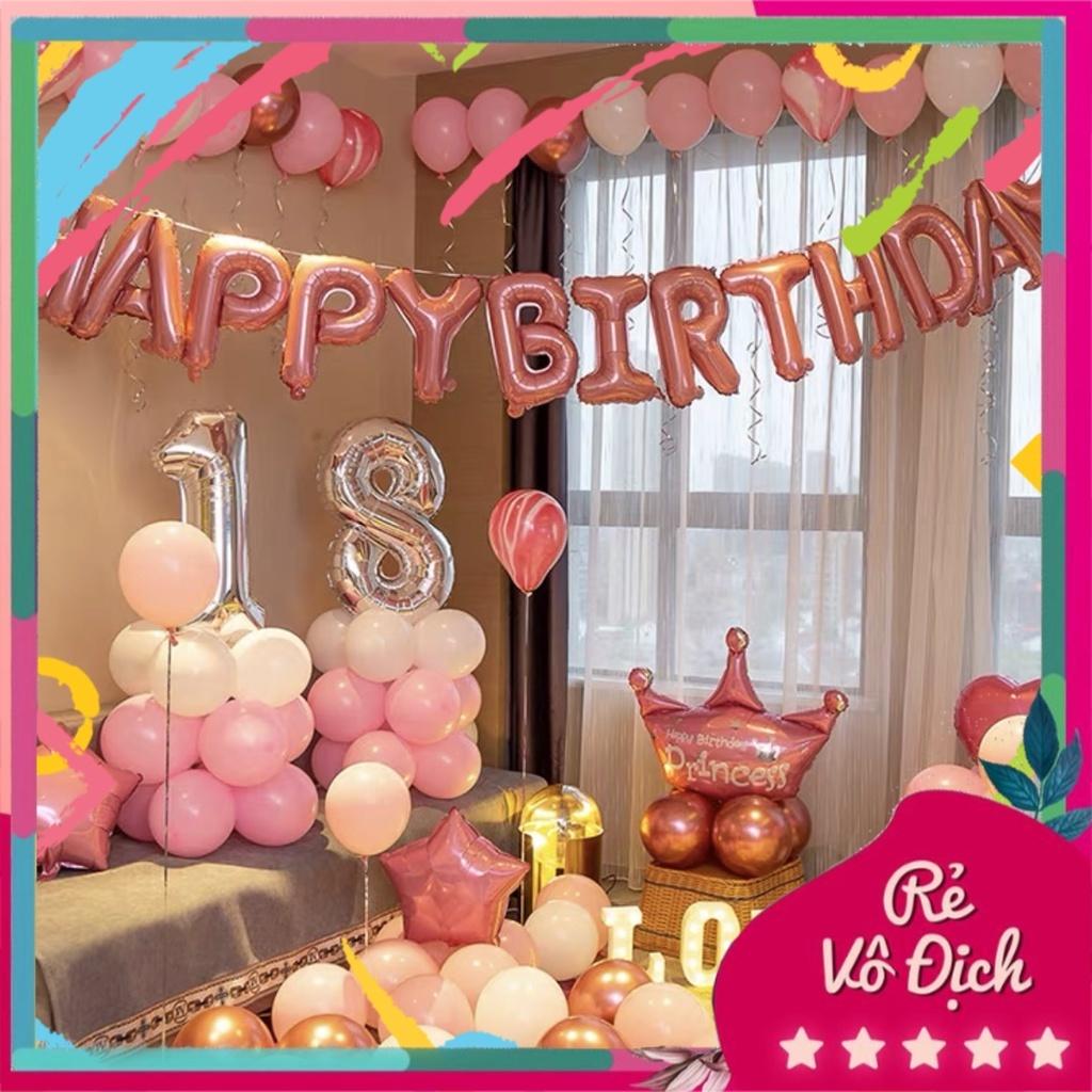 Set sinh nhật - Set trang trí sinh nhật Happy Birthday màu hồng dễ thương cho mọi lứa tuổi