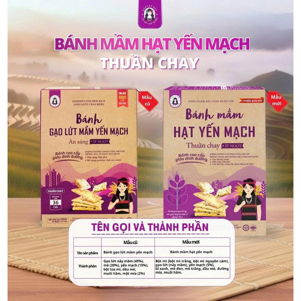 Bánh Mầm Hạt Yến Mạch Bh.Nong Hộp 150g/300g - Dinh Dưỡng Ăn Chay, Ăn Vặt Healthy, Ăn Dặm, Bữa Phụ, Bữa Sáng