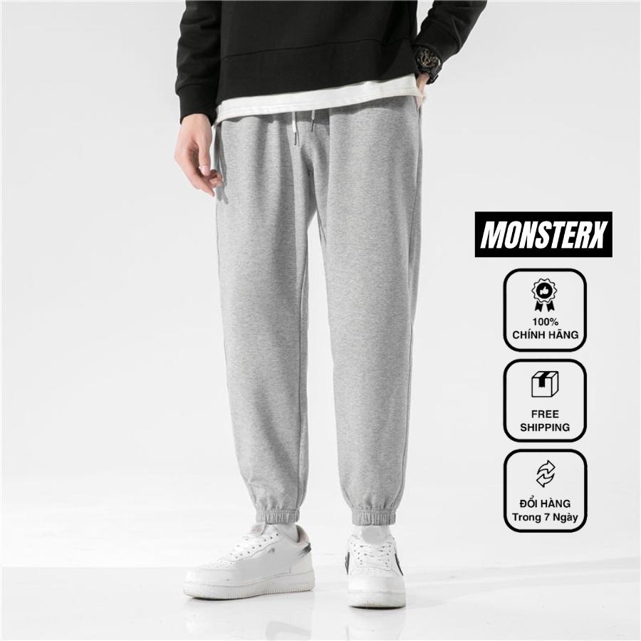 Quần jogger BÓ CHUN unisex MonsterX thể thao nam nữ nỉ cao cấp nỉ bông bigsize thu đông basic pants ulzzang
