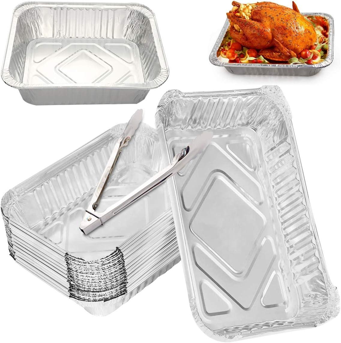 Khay Nhôm, 10 cái Khay Nhôm 25 x 14 x 8cm + 10 cái 26 x 19 x 6.5cm Khay Nướng Bằng Nhôm Cho Lò Nướng BBQ Cấp Đông