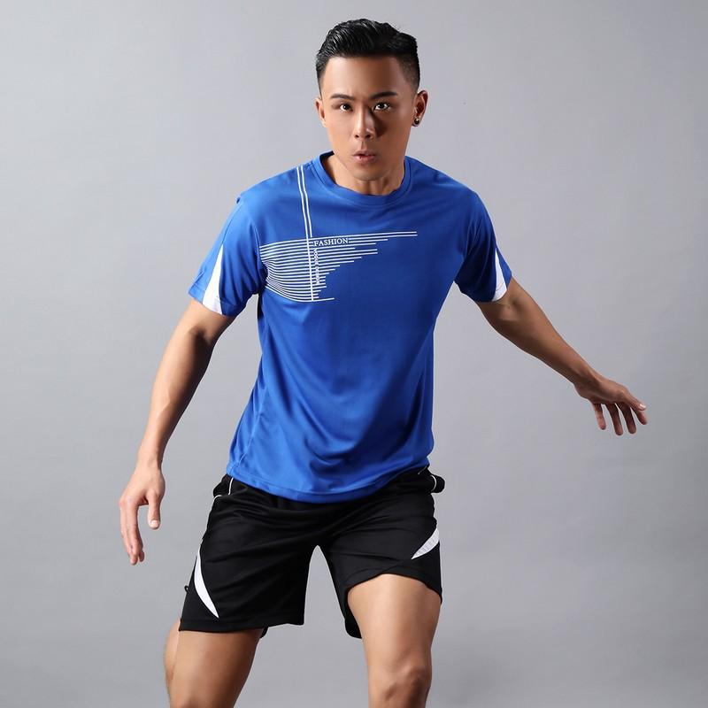 Bộ quần áo thể thao bóng đá nhanh khô quần áo ngắn tay chạy rộng rãi quần áo thể thao thông thường cỡ lớn M-5XL