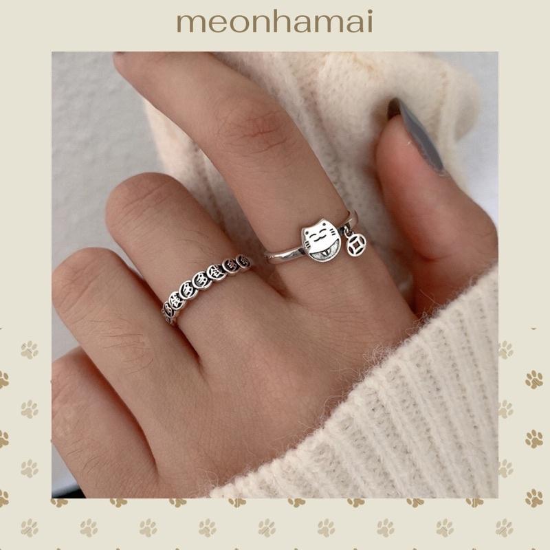 Nhẫn bạc mèo thần tài