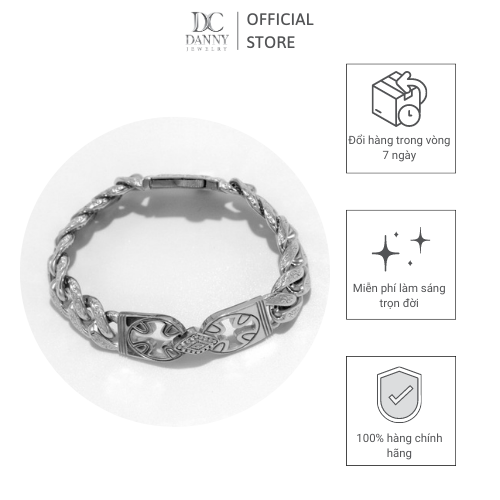 Lắc Tay Nam Bạc Thổ Nhĩ Kỳ Danny Jewelry Xi Rhodium Cao Cấp Không Đen II2T0017