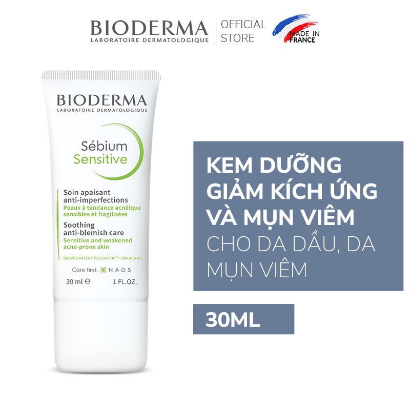 Kem Dưỡng Chăm Sóc Da Dầu Mụn Nhạy Cảm Bioderma Sébium Sensitive 30ml