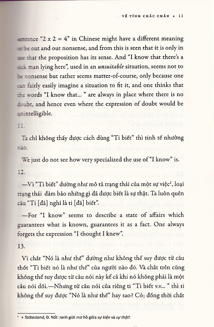 Về Tính Chắc Chắn - Ludwig Wittgenstein - Trần Đình Thắng dịch -
