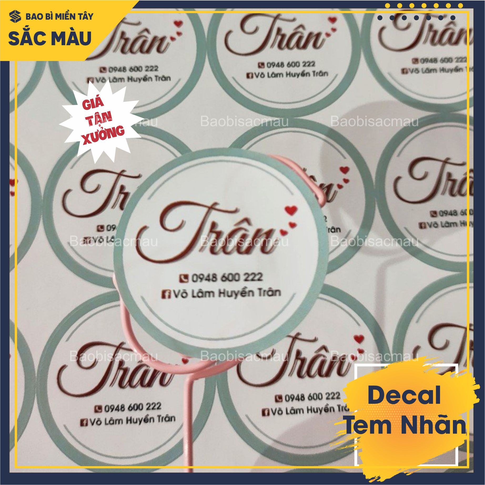 1m Decal nhựa, tem nhãn thiết kế và in ấn theo yêu cầu