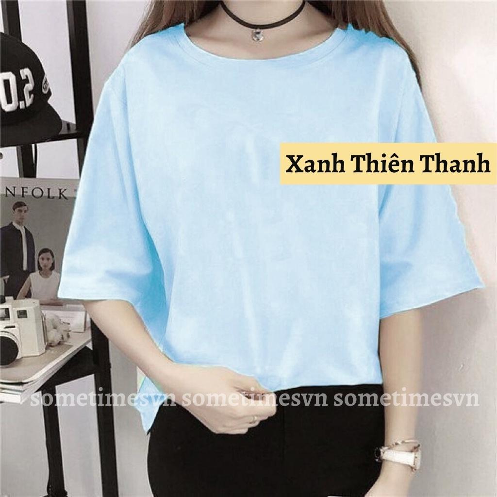 Áo thun tay lỡ nam nữ unisex trơn áo phông màu xanh dương cổ tròn vải thun co dãn TTL01 - Sometimes