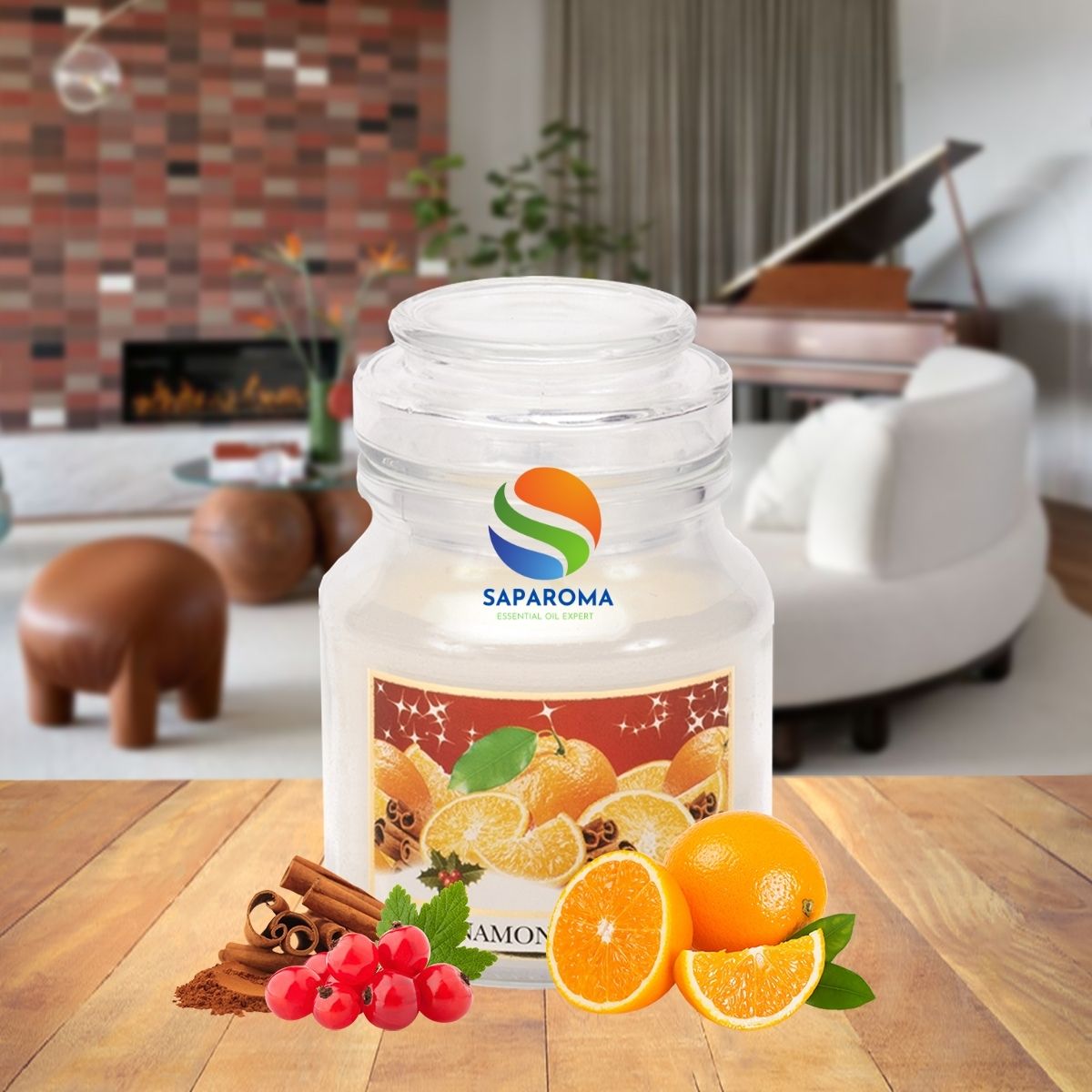 Hũ nến thơm tinh dầu Bartek Christmas Spices 130g QT018873 - cam, táo, quế, nến trang trí, thơm phòng, thư giãn, Hỗ trợ khử mùi (giao mẫu ngẫu nhiên)