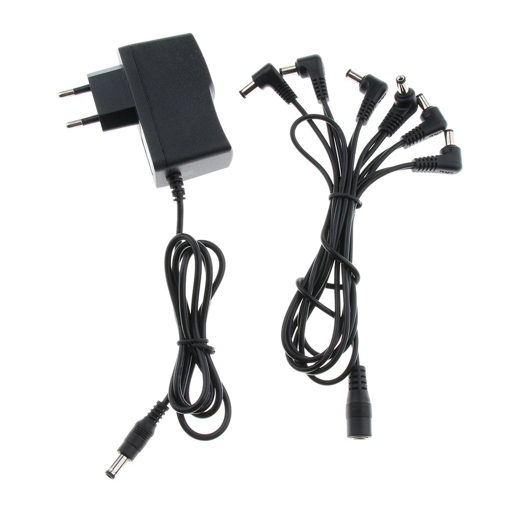 1 to 6 Way Guitar Effect Pedals Power Supply Cable + Adapter