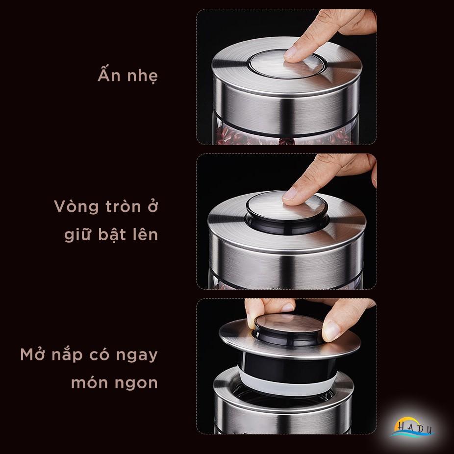 Hộp Đựng Trà Cafe Đồ Khô Và Ngũ Cốc Thủy Tinh Có Nắp Inox Cao Cấp Đạt Chất Lượng Đức SSGP