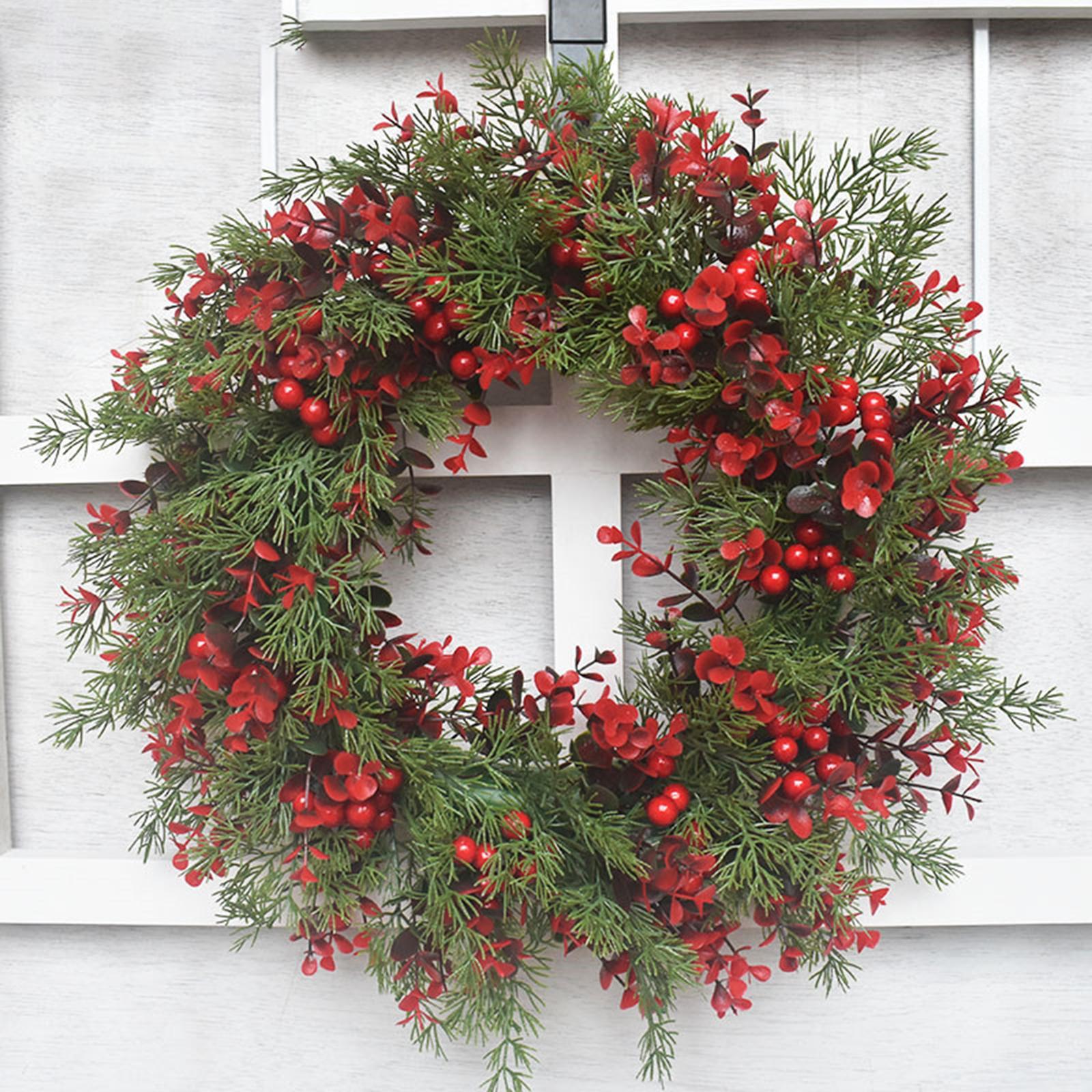 Christmas Wreath Xmas Wreath Indoor Outdoor Holiday Garland Front Door Wreath for Fireplace Bedroom Balcony Dining Room Party