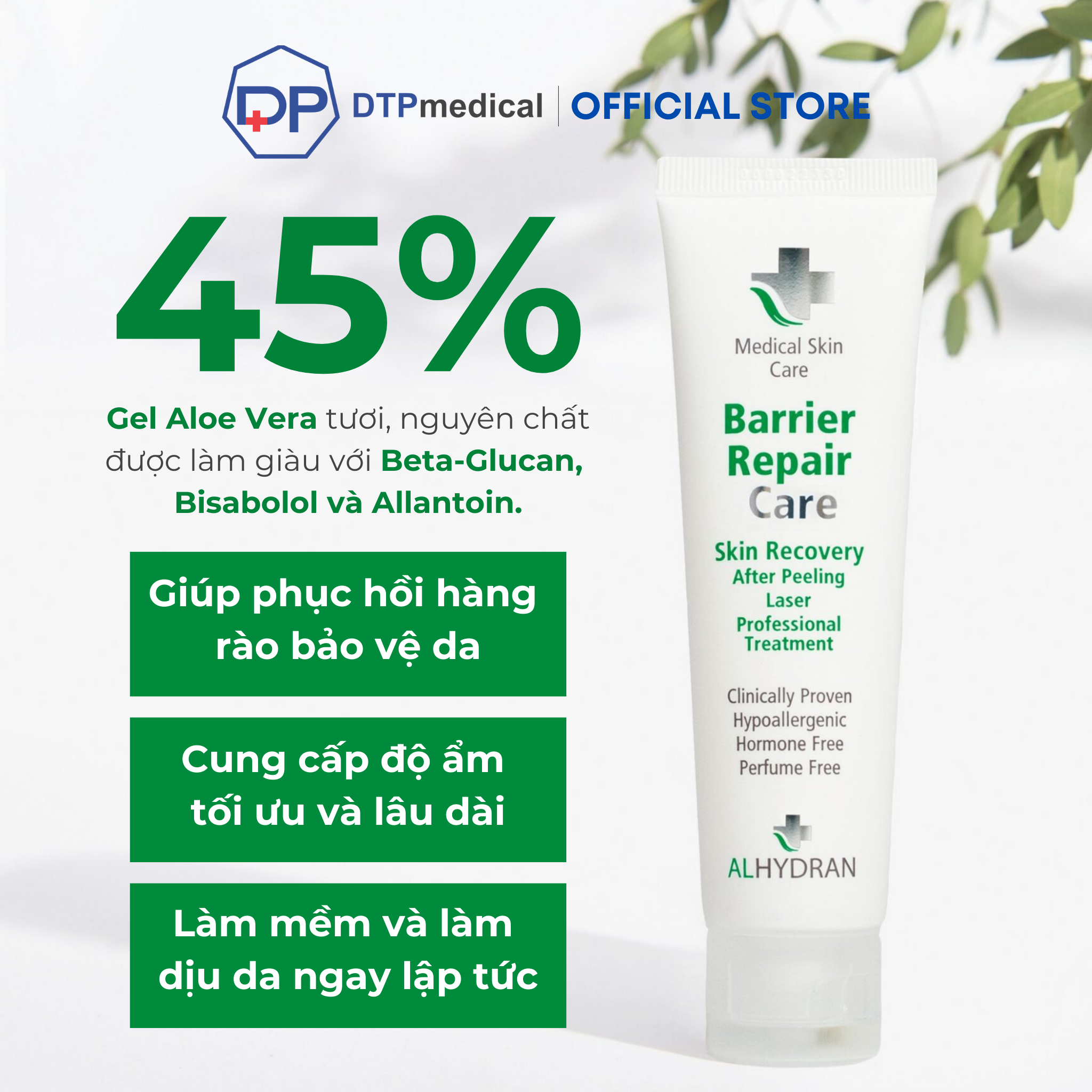 Kem bôi y tế dành cho phục hồi thẩm mỹ y khoa xạ trị, laser, peel da Barrier Repair Care 59ml làm mềm và làm dịu da