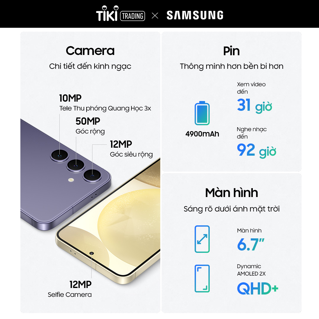 Điện thoại AI Samsung Galaxy S24+ 12GB/256GB, Camera 50MP, Màn hình 6.7&quot;- Đen- Hàng Chính Hãng