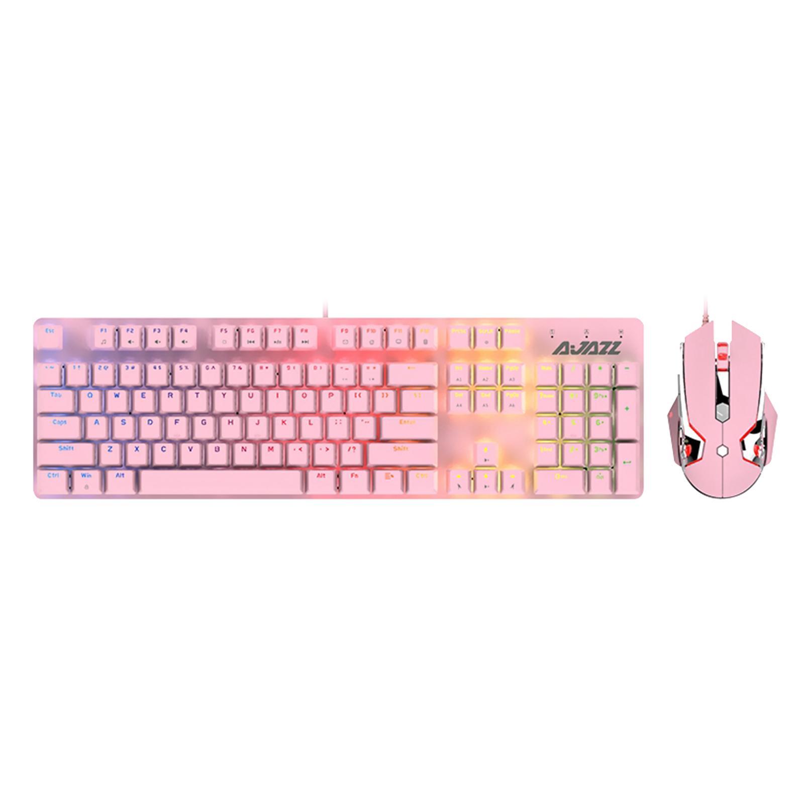 USB Mechanical Keyboard Blue/Red Switch Anti-Ghosting Mouse Set