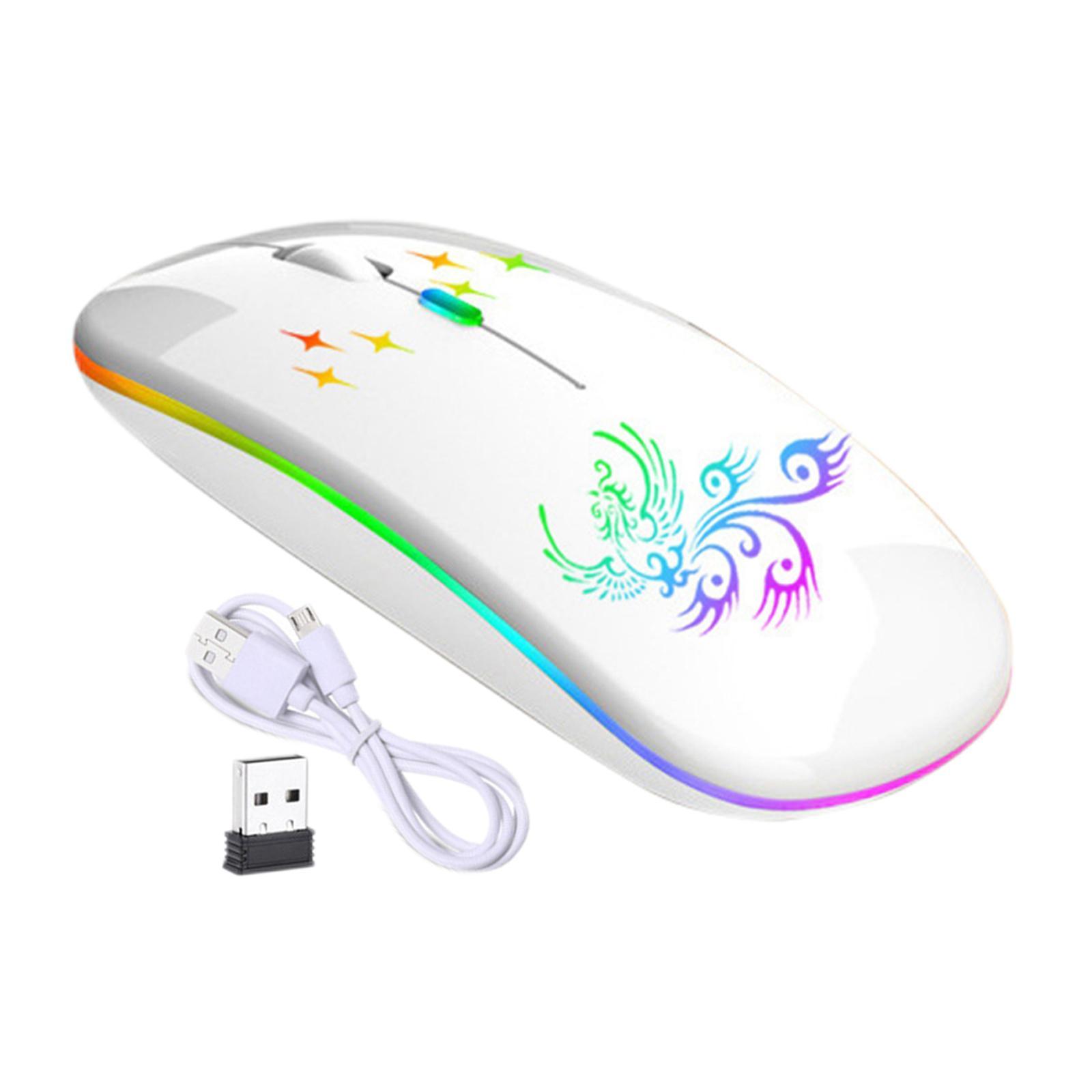 Wireless Mouse.0.2 2.4G Rechargeable for Laptop Notebook Desktop White