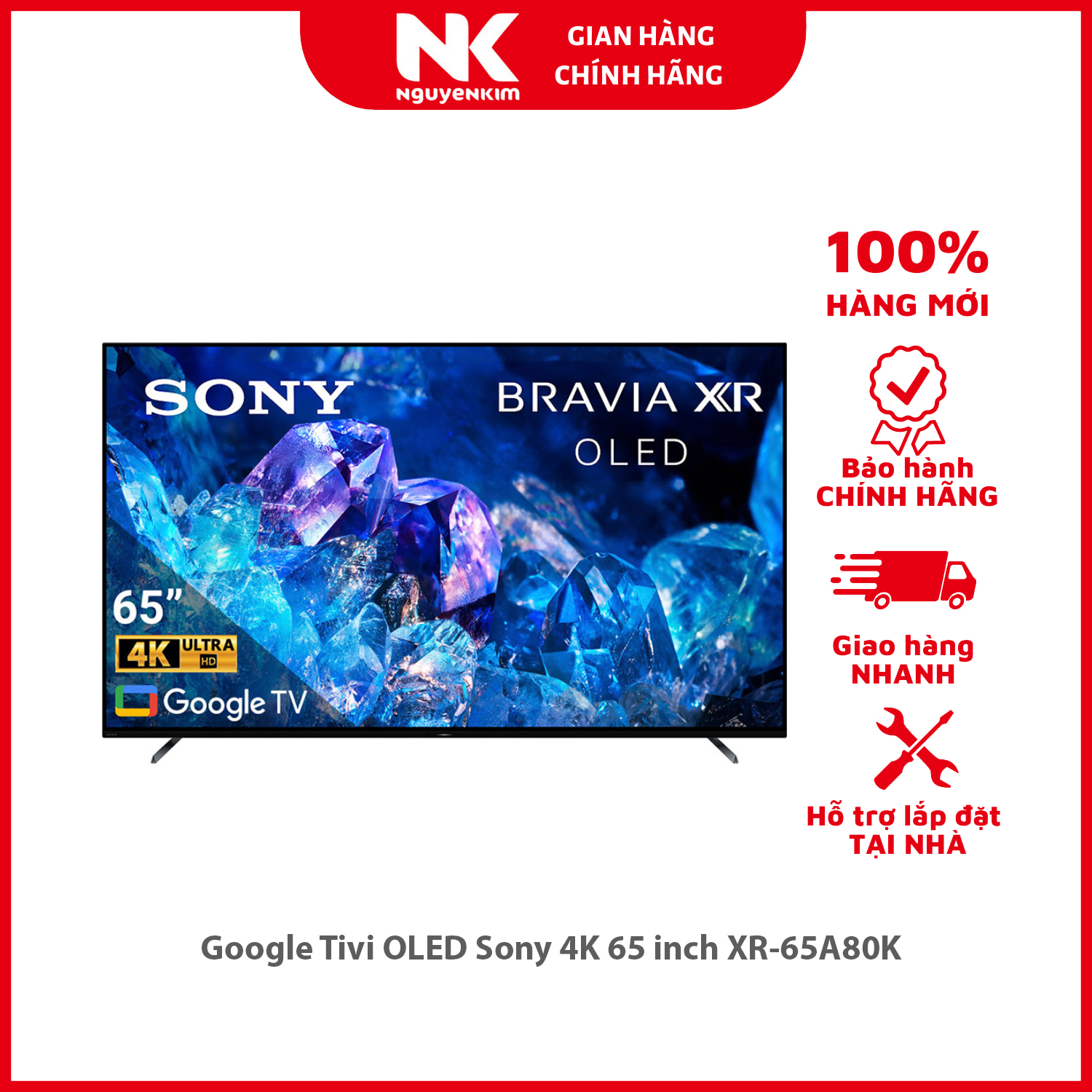 Google Tivi OLED Sony 4K 65 inch XR-65A80K - Hàng chính hãng