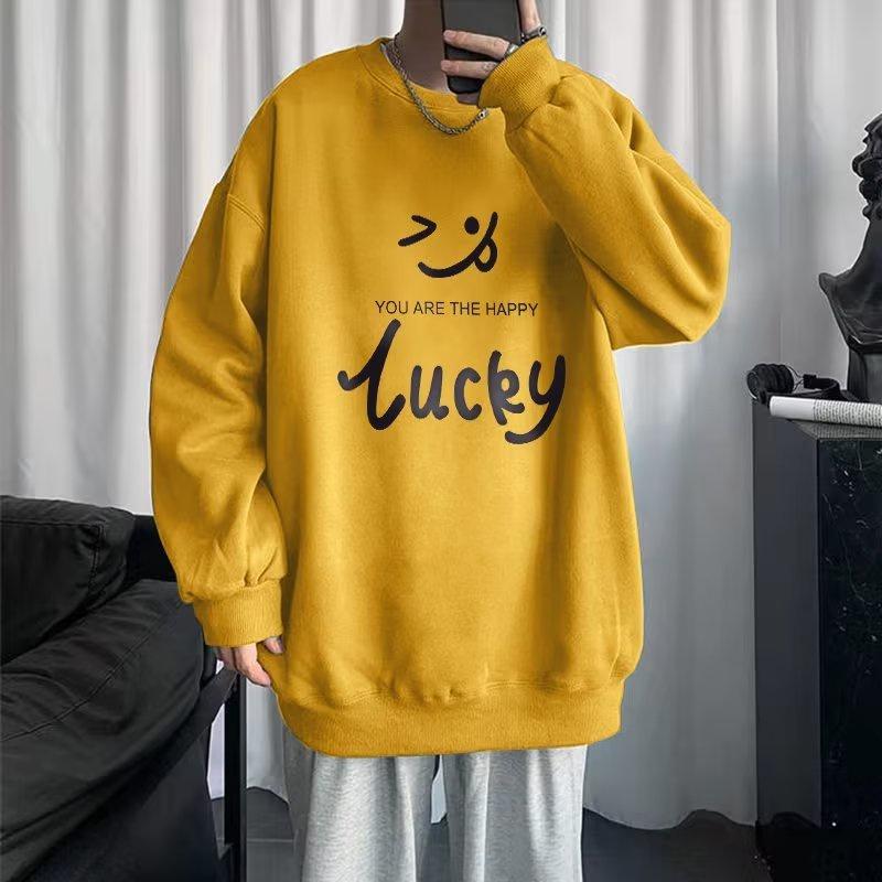 Áo Sweater Tay Dài Cổ Tròn Dáng Rộng In Hình Mặt Cười Phong Cách Hip hop Thời Trang Cho Nam Giới Size M-3XL