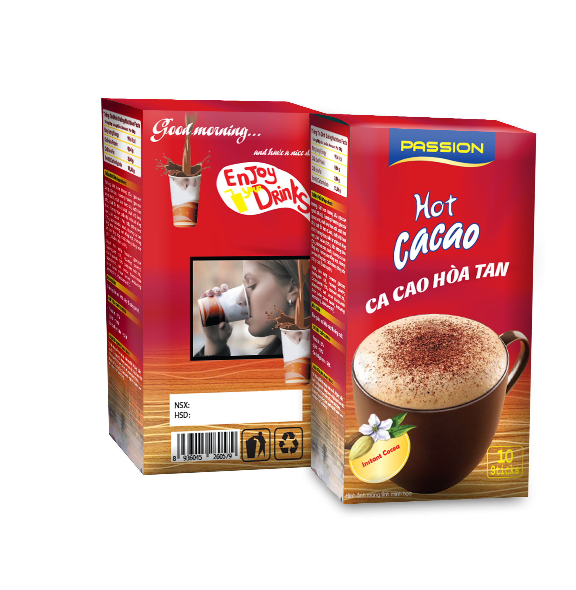 2 hộp Passion hot ca cao hòa tan (2 hộp x 10 stick x 16g)