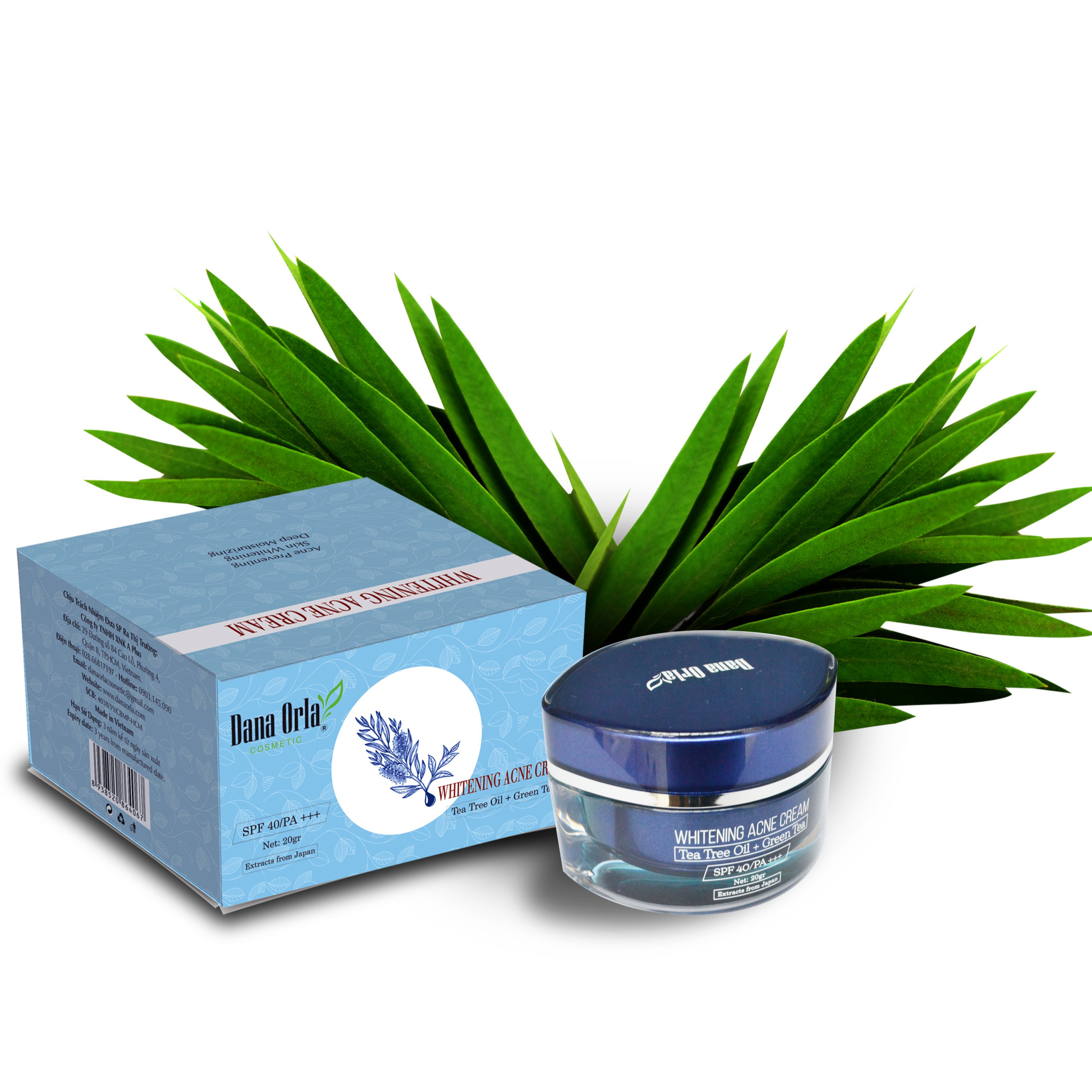 Kem Làm Trắng Da, Giảm Mụn, Giảm Thâm Tinh Dầu Tràm Trà DANA ORLA Whitening Acne Cream 20 gram