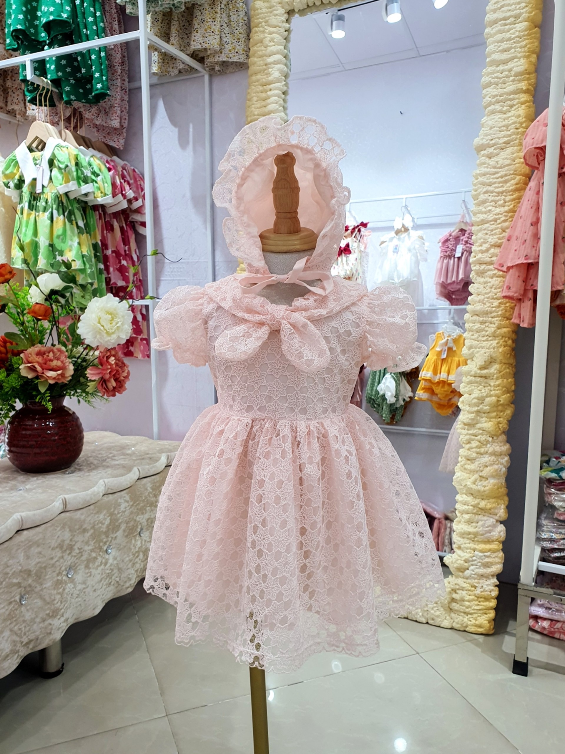 [4-18kg] Váy Ren Hồng NHÍM XÙ KIDS Cho Bé Gái Đầy Tháng, Thôi Nôi, Sinh Nhật V085