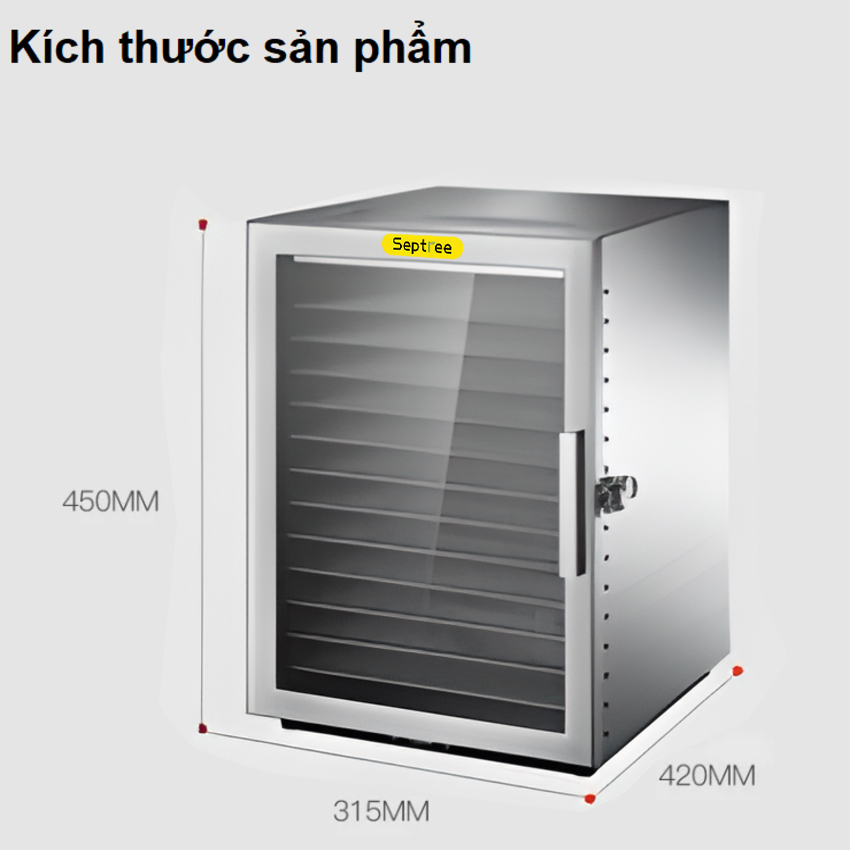 Máy sấy thực phẩm bảng điều khiển điện tử 12 tầng thương hiệu Septree ST-06 - Dung tích 45 lít - Hàng Chính Hãng