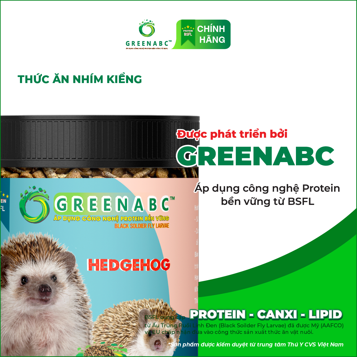 Thức ăn Nhím Kiểng GREENABC – Cung cấp đầy đủ protein - canxi - lipid thơm ngon kích thích khứu giác, ăn ngon – Hộp 280g