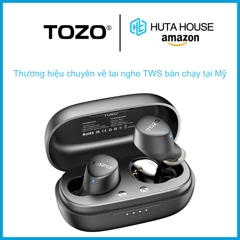 Tai nghe bluetooth, Tai nghe nhét tai không dây, TOZO Agile Dots A1S, Tai nghe True Wireless, Bluetooth 5.3, chống nước IPX5, TWS, hàng chính hãng