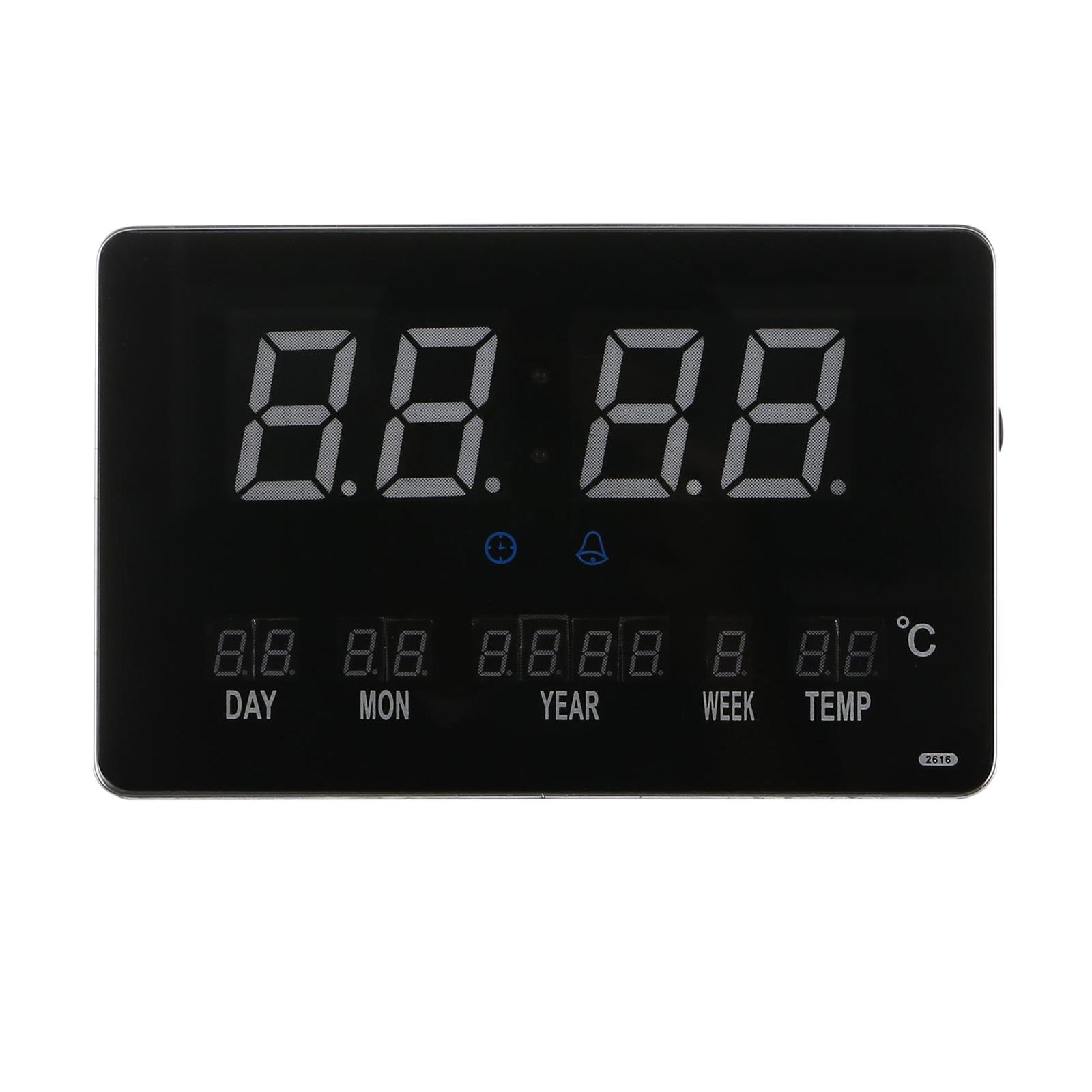 Desk Digital Alarm Clock Display Calender Temperature Bedroom Bedside Clock for Home Office Decor