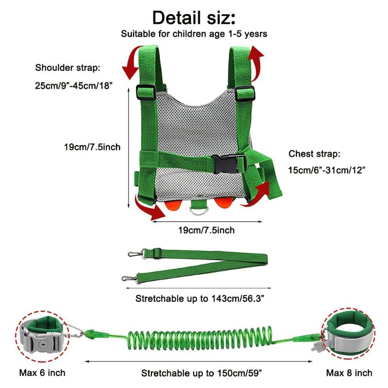 Trẻ Em Chống Mất Ba Lô Ngoài Trời Đi Bộ An Toàn Tay Ban Nhạc Cho 13-30 Tháng Bé 69HE