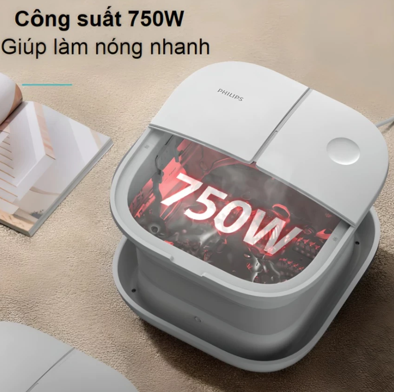 Bồn Ngâm Chân Massage Philips PPM6502 - Massage Thủy Lực - 3 Mức Nhiệt - Hàng chính hãng