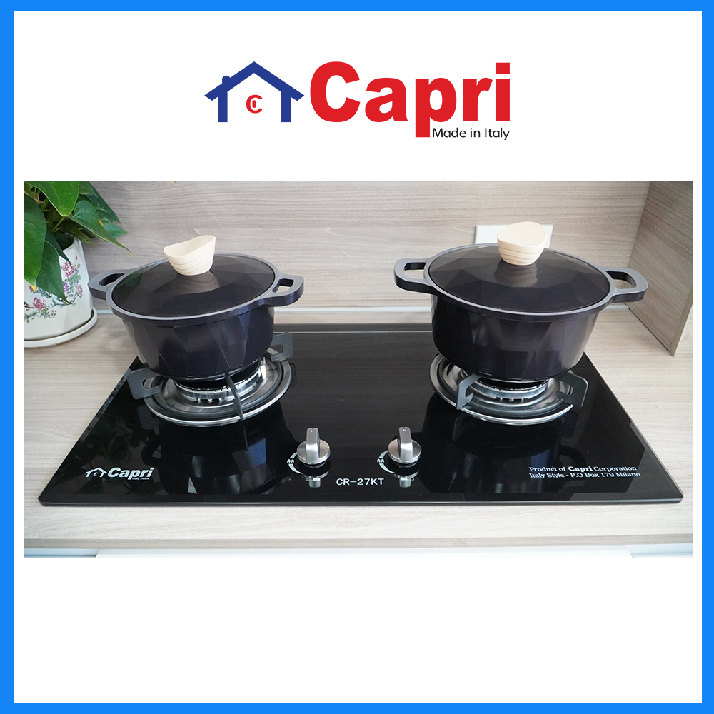 Bếp gas âm kính 2 vùng nấu Capri CR-27KT | Hàng chính hãng