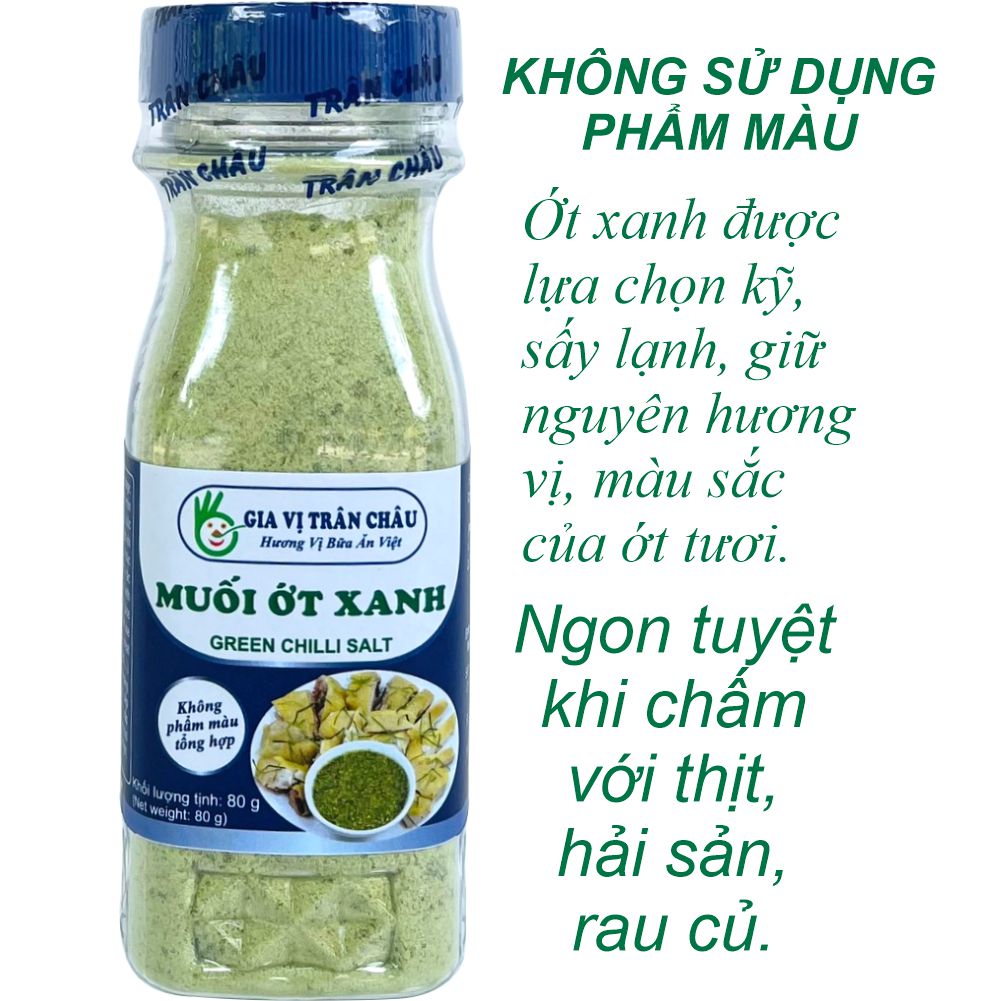 Muối ớt xanh Trân Châu hũ 80g