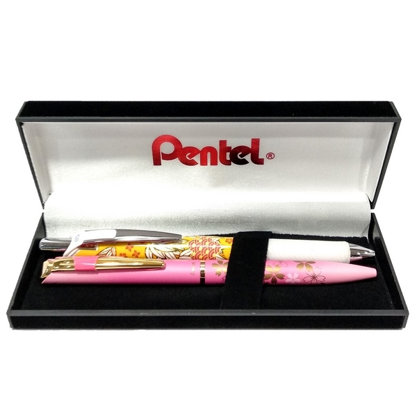 Combo Bút Bi Kim Loại Nắp Vặn Cao Cấp Energel Thân Hồng Mực Xanh - Pentel Bl2007PS2-C - Tặng Kèm Bút Nước Kawaii Pentel BLN75KW (Mẫu Màu Quà Tặng Ngẫu Nhiên)