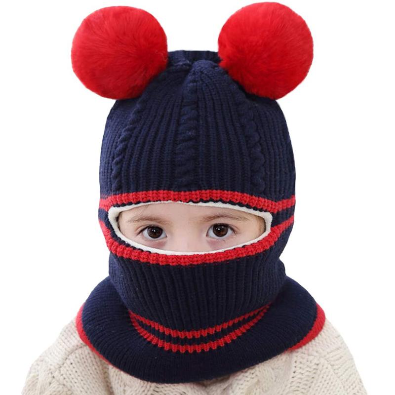 Warmom Trẻ Em Mùa Đông Nón Cho Bé Đan Nón Cho Bé Gái Bé Trai Mùa Đông Nón Dày Khăn Earflap Hood Khăn Choàng Đầu Lâu Mũ Lưỡi Trai trẻ Em 1-4Y