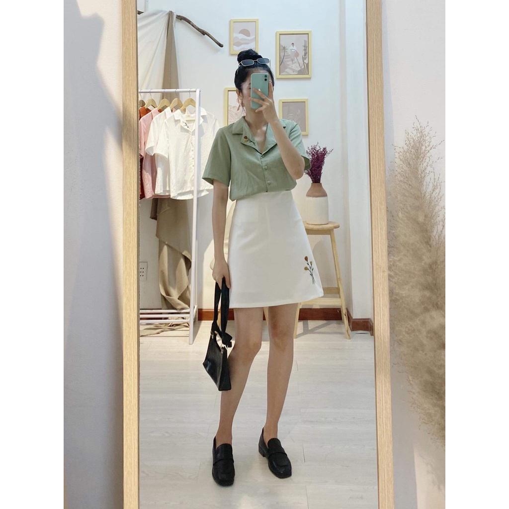 Chân váy thêu hoa bi TIELA - Chân váy chữ A công sở - Hoa bi Skirt