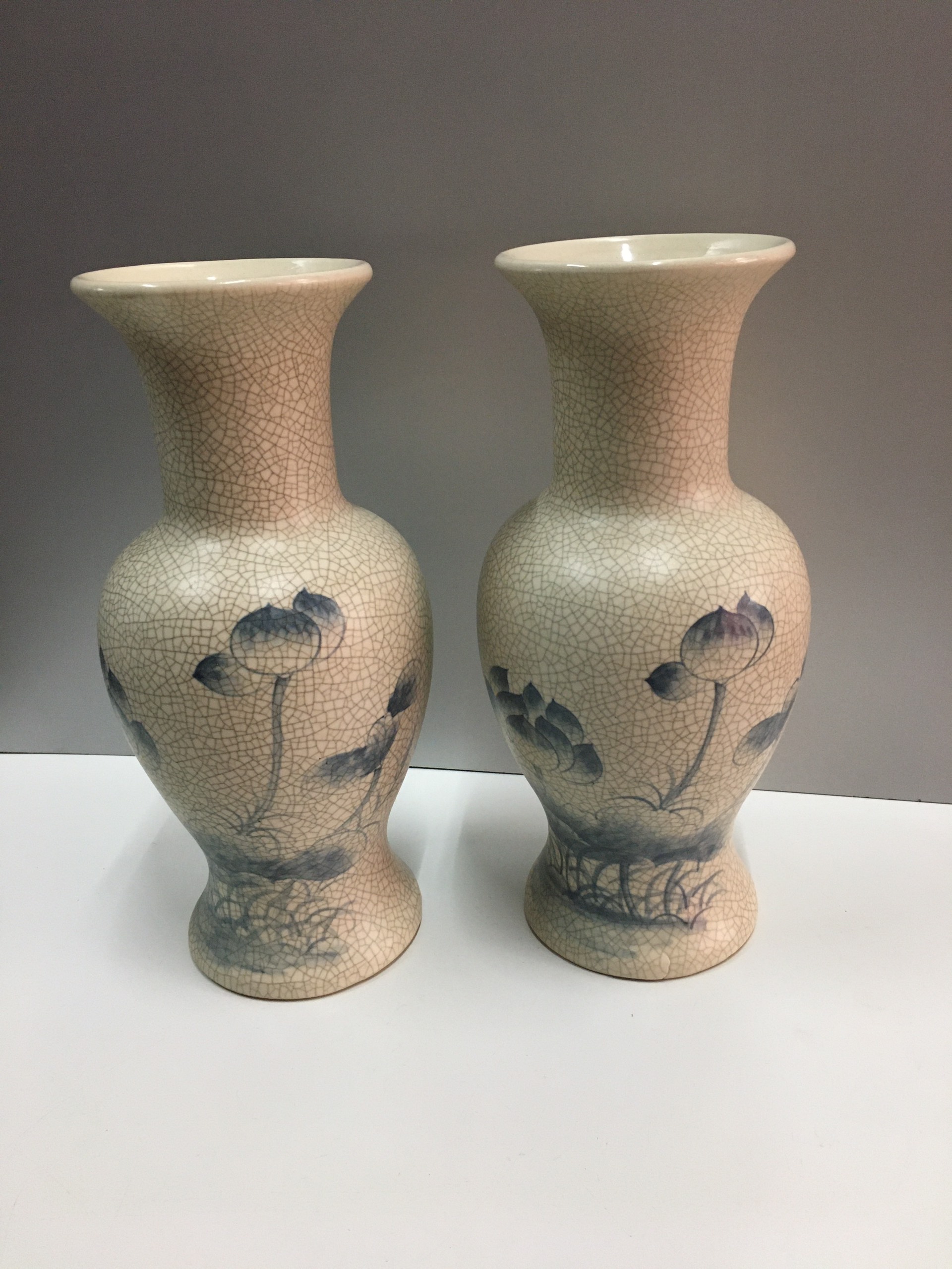 Lọ hoa vẽ sen men rạng combo 2 lọ hoa