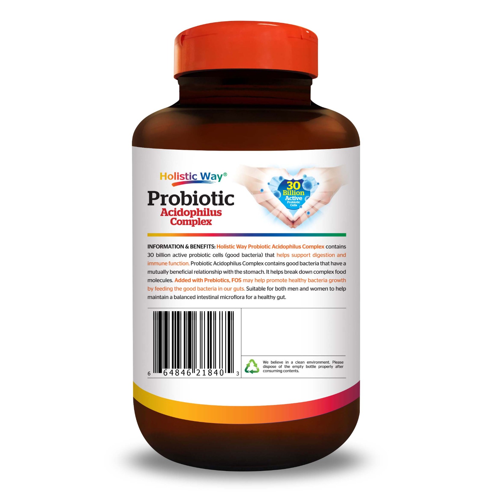 Viên Uống Cải Thiện Hệ Tiêu Hóa Bổ Sung 30 Tỷ Lợi Khuẩn Holistic Way Probiotic Acidophilus Complex - 30 Viên