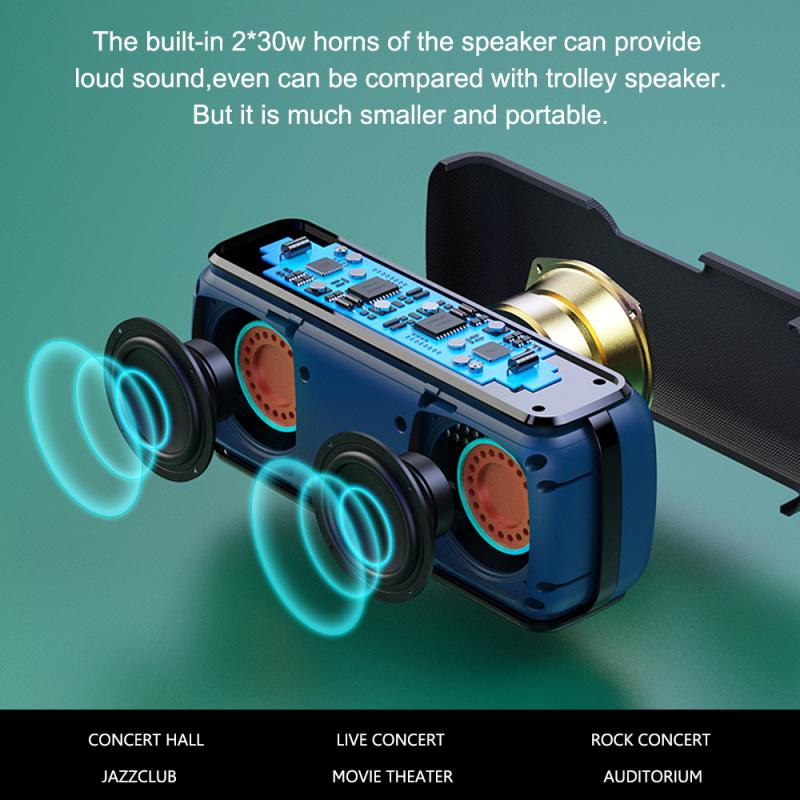 Loa bluetooth di động X8 60W có loa siêu trầm không dây IPX5 Chống nước TWS Thời gian phát 15 giờ Hỗ trợ giọng nói Hộp bass siêu trầm Màu sắc: đỏ