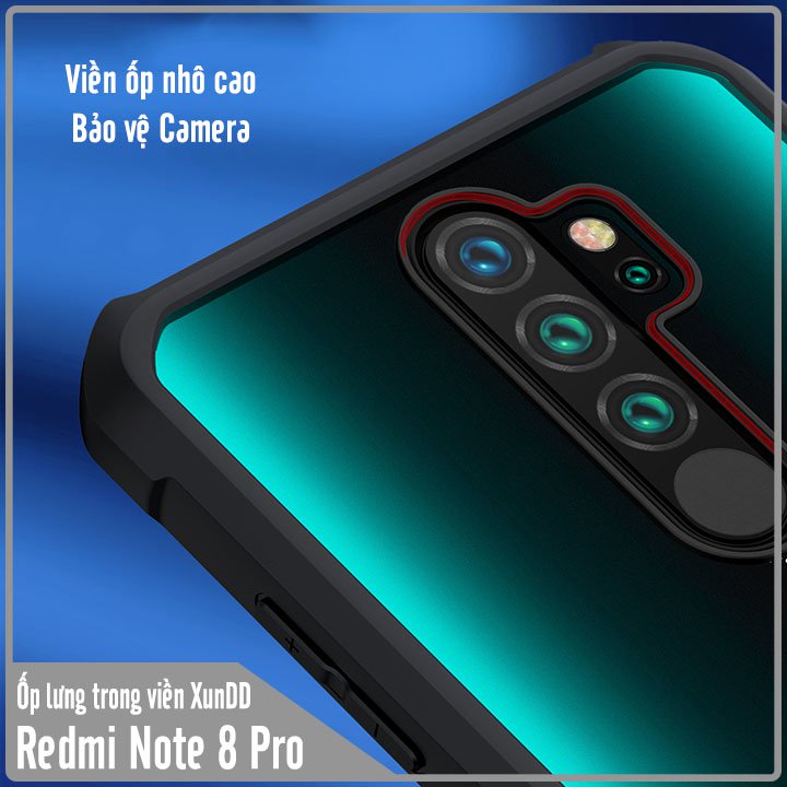Ốp lưng chống sốc cho Xiaomi Redmi Note 8 Pro, mặt lưng trong viền nhựa TPU dẻo màu XUNDD