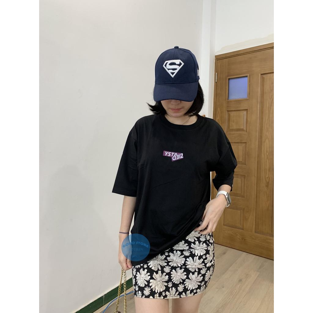 Áo thun unisex đen in nổi trước ngực-freesize-thun co giãn 4 chiều