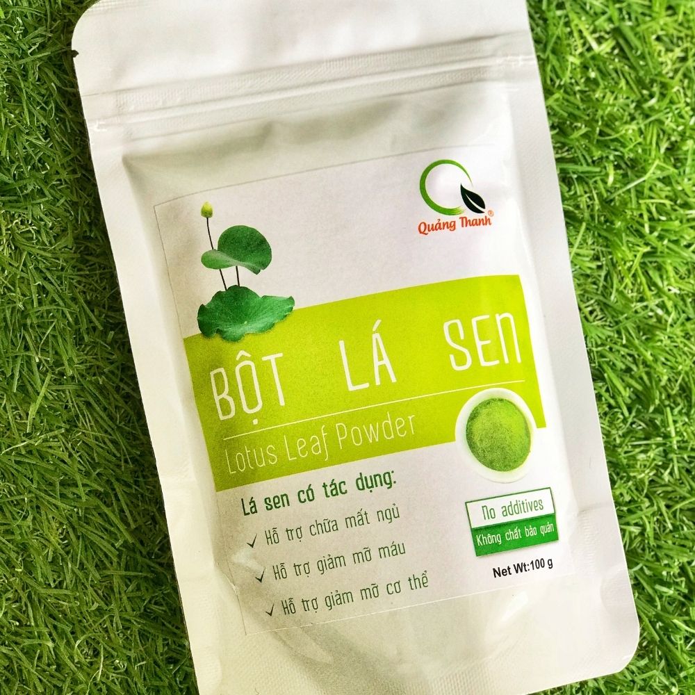 Bột lá sen sấy lạnh Quảng Thanh bịch 100gr - Hạ Mỡ Máu, Giảm Cân, Giảm mỡ nội tạng, An Thần