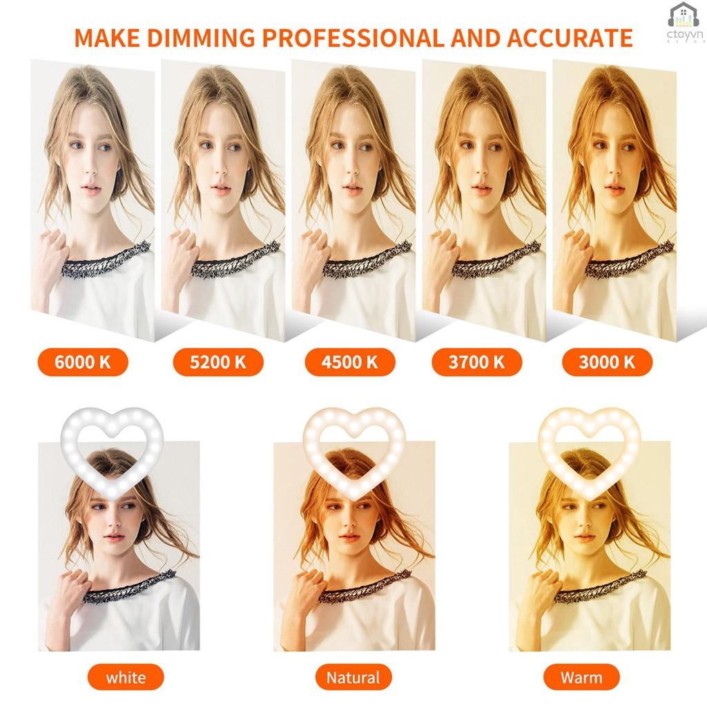 Đèn LED hai màu 6 inch điều chỉnh độ sáng 3000K-6000K sạc USB có đầu bi linh hoạt