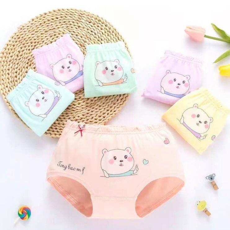 Quần lót tam giác bé gái cotton cao cấp mềm mại thoáng khí - Quần chíp trẻ em bảo vệ vùng kín size 8 - 30 kg